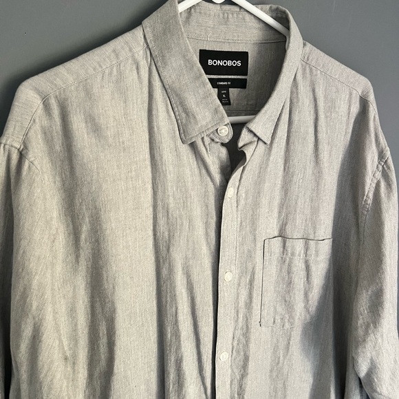 Bonobos Shirt Standard Fit Mens XL Long Gray Oxford Button Down Long Sleeve - Picture 2 of 5